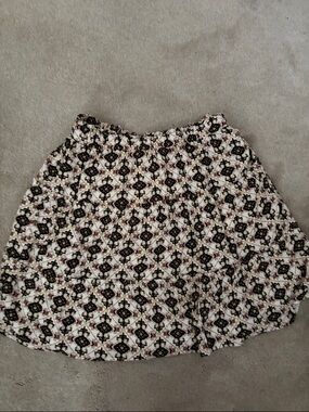 LOFT Black & Cream Printed Circle Skirt
